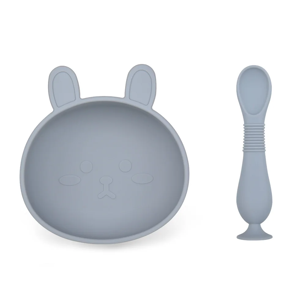 Bol et cuillère bébé set lapinou en silicone 