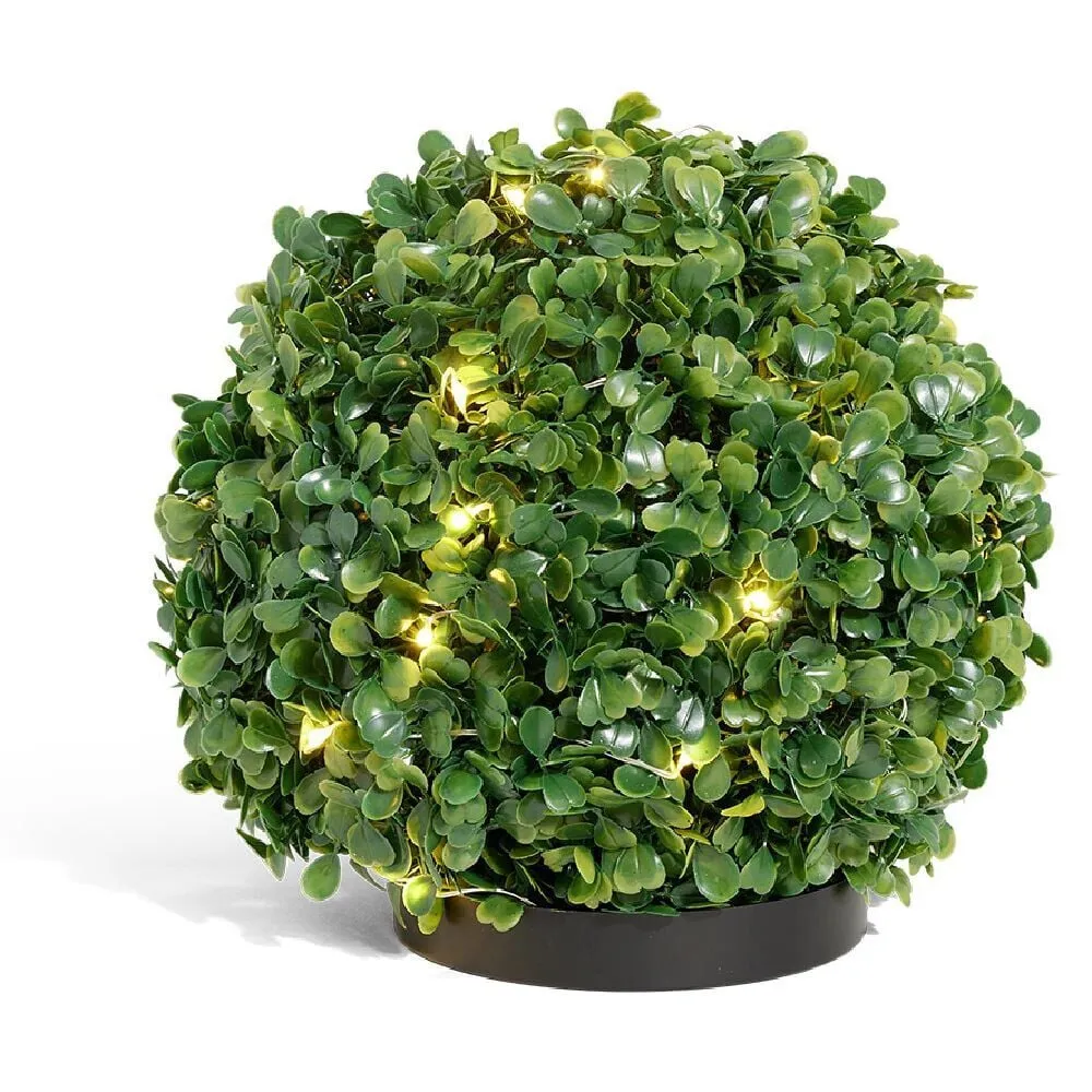 Boule feuille artificielle 35 LED blanc chaud Ø23xH20,5cm