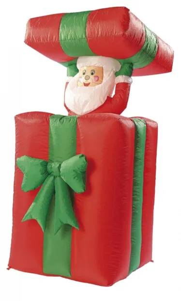 Décoration d'extérieur Cadeau avec Père Noël animé (150cm)  | Personnages gonflables 