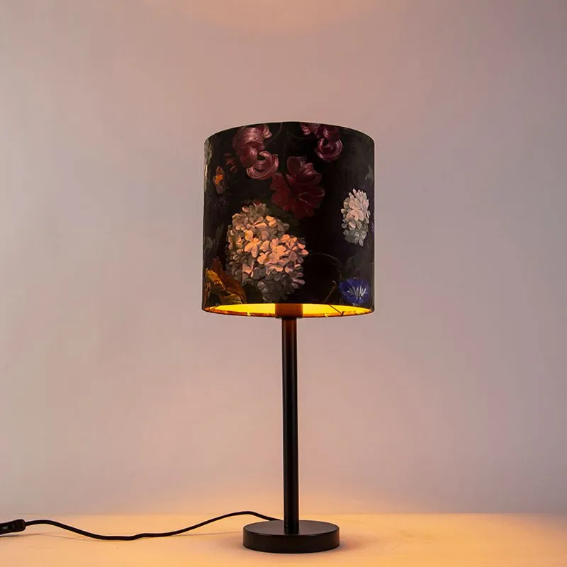 Lampe de table romantique noir avec abat-jour 25 cm - Simplo