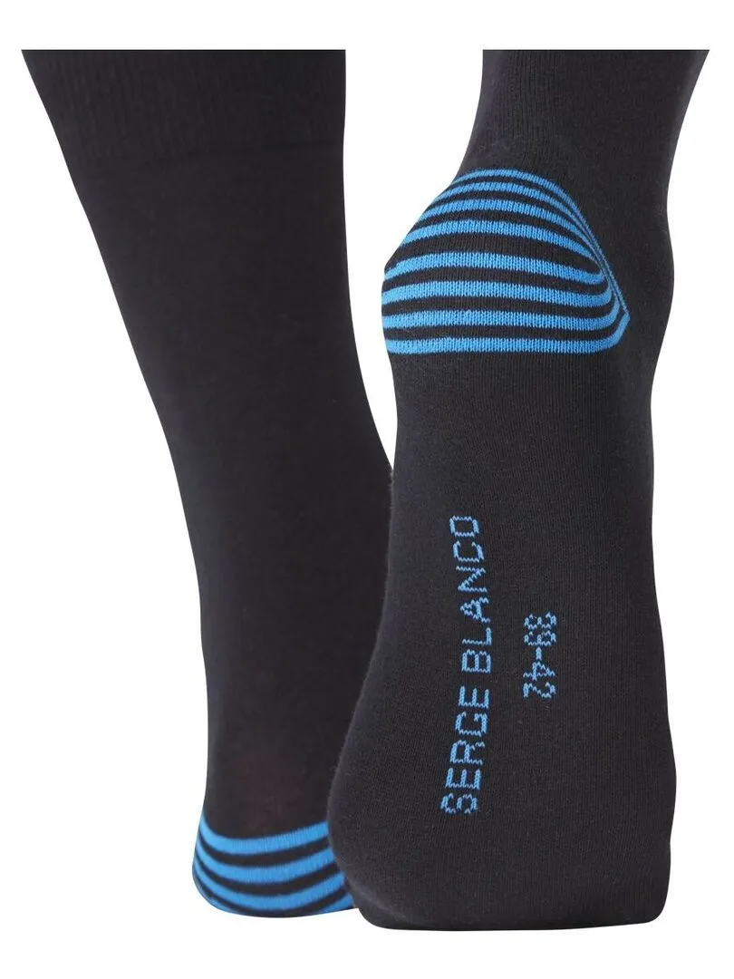 Lot de 6 Paires de Chaussettes de ville coton homme Serge Blanco - Noir