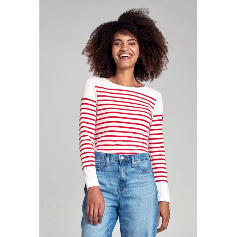 Marinière Amiral femme blanc/rouge
