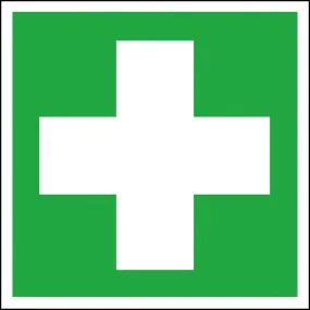 Panneau de secours Premiers secours, ISO 7010, autocollant photoluminescent, 150x150 mm, 10 pièces
