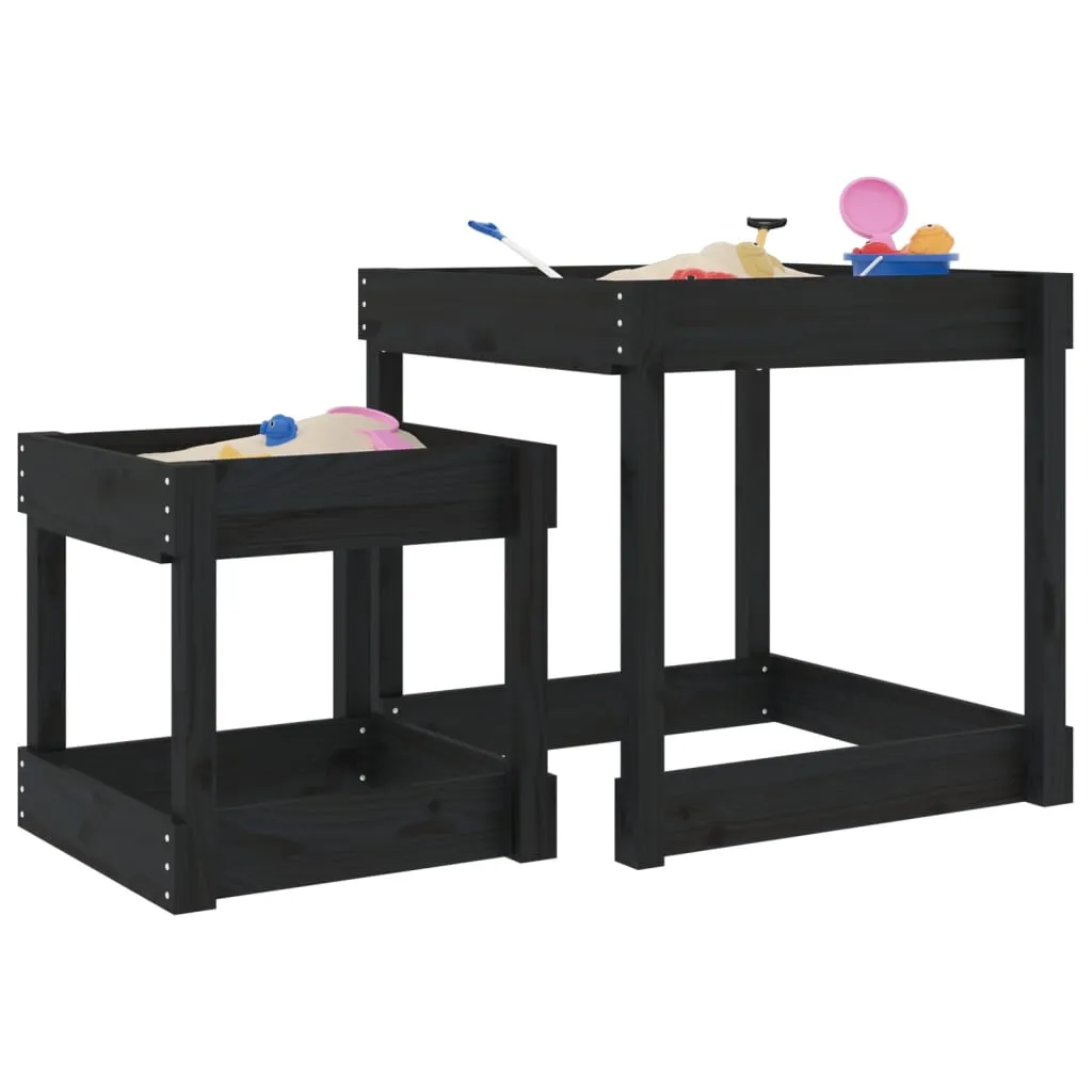 vidaXL Tables à sable 2 pcs noir bois de pin massif 